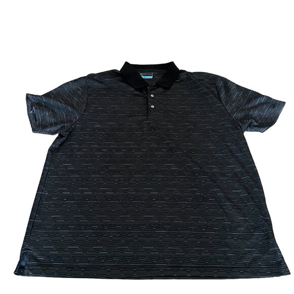 PGA Tour Men's XXL Short Sleeve Blue Gray Black Geometric Polo EUC - Picture 2 of 4